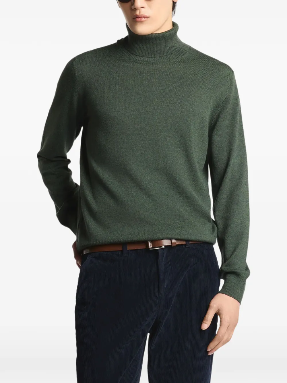 Fay roll-neck wool sweater Groen