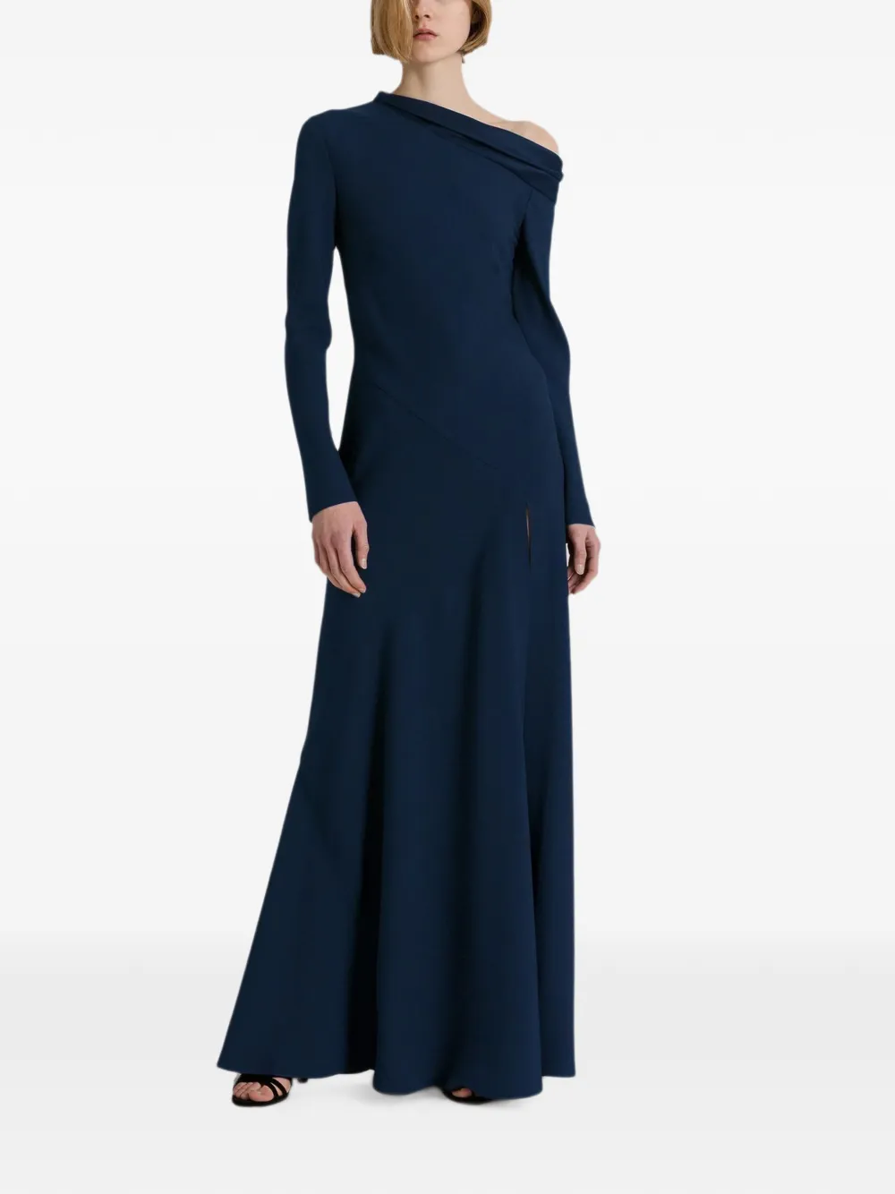 Alberta Ferretti Off-shoulder gedrapeerde maxi-jurk Blauw