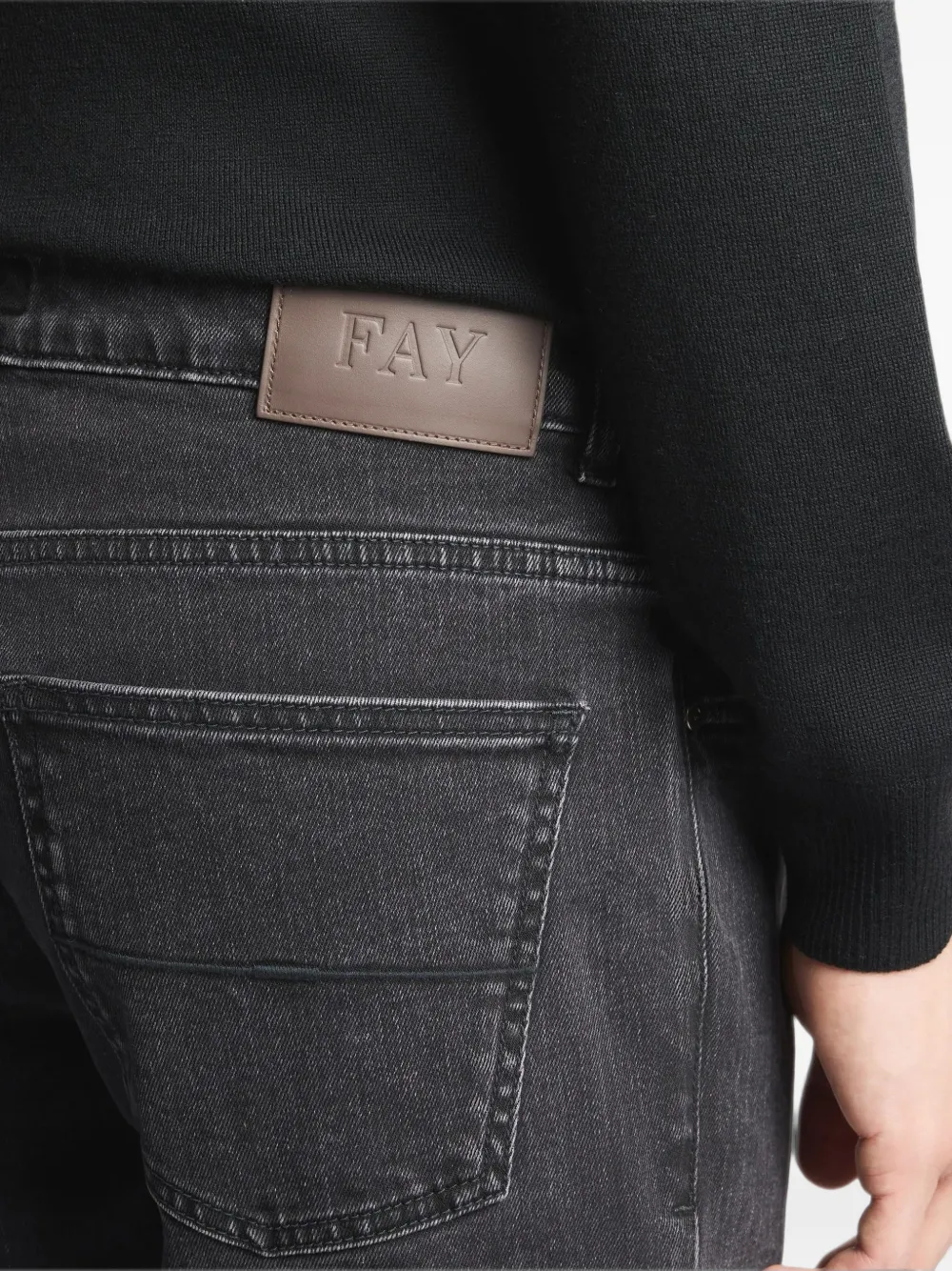 Fay Jeans met logopatch en vijf zakken Grijs