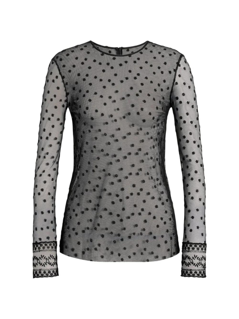 Alberta Ferretti polka-dot tulle long-sleeve blouse