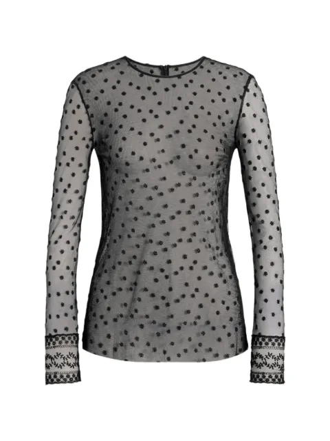 Alberta Ferretti polka-dot tulle long-sleeve blouse
