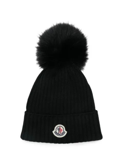 Moncler Enfant gorro de canalé con pompón