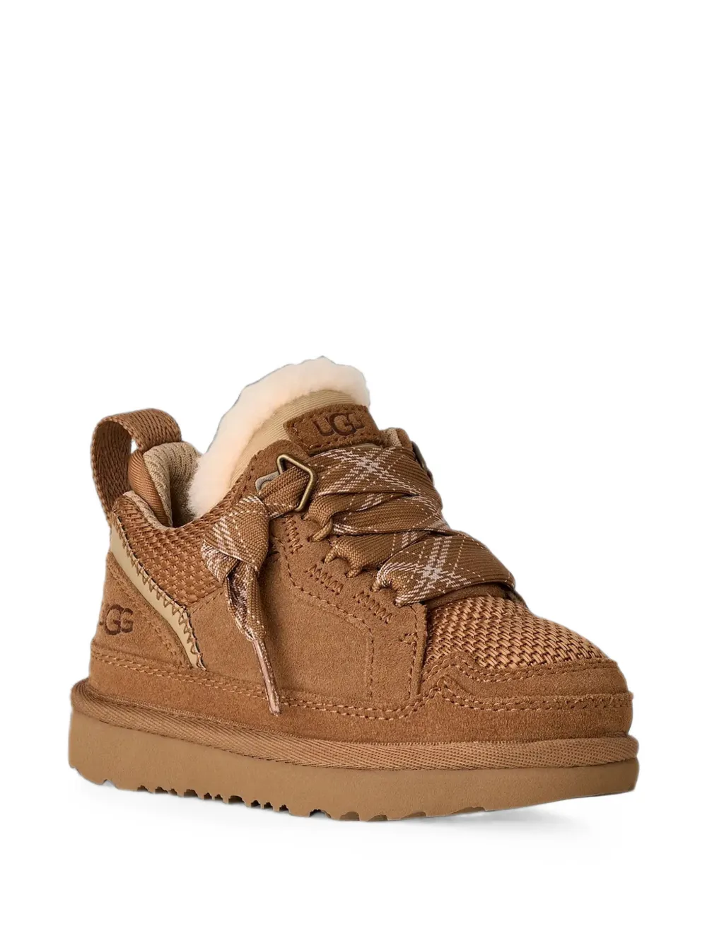 UGG Kids Lowmel logo-patch suede sneakers - Marrone