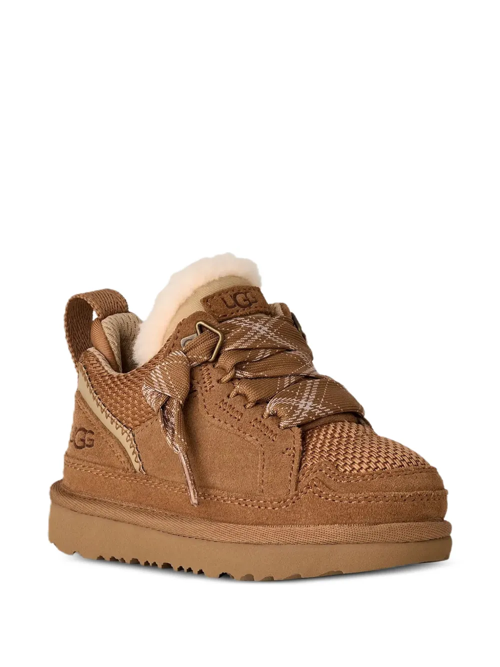 UGG Kids Lowmel logo-patch suede sneakers - Marrone