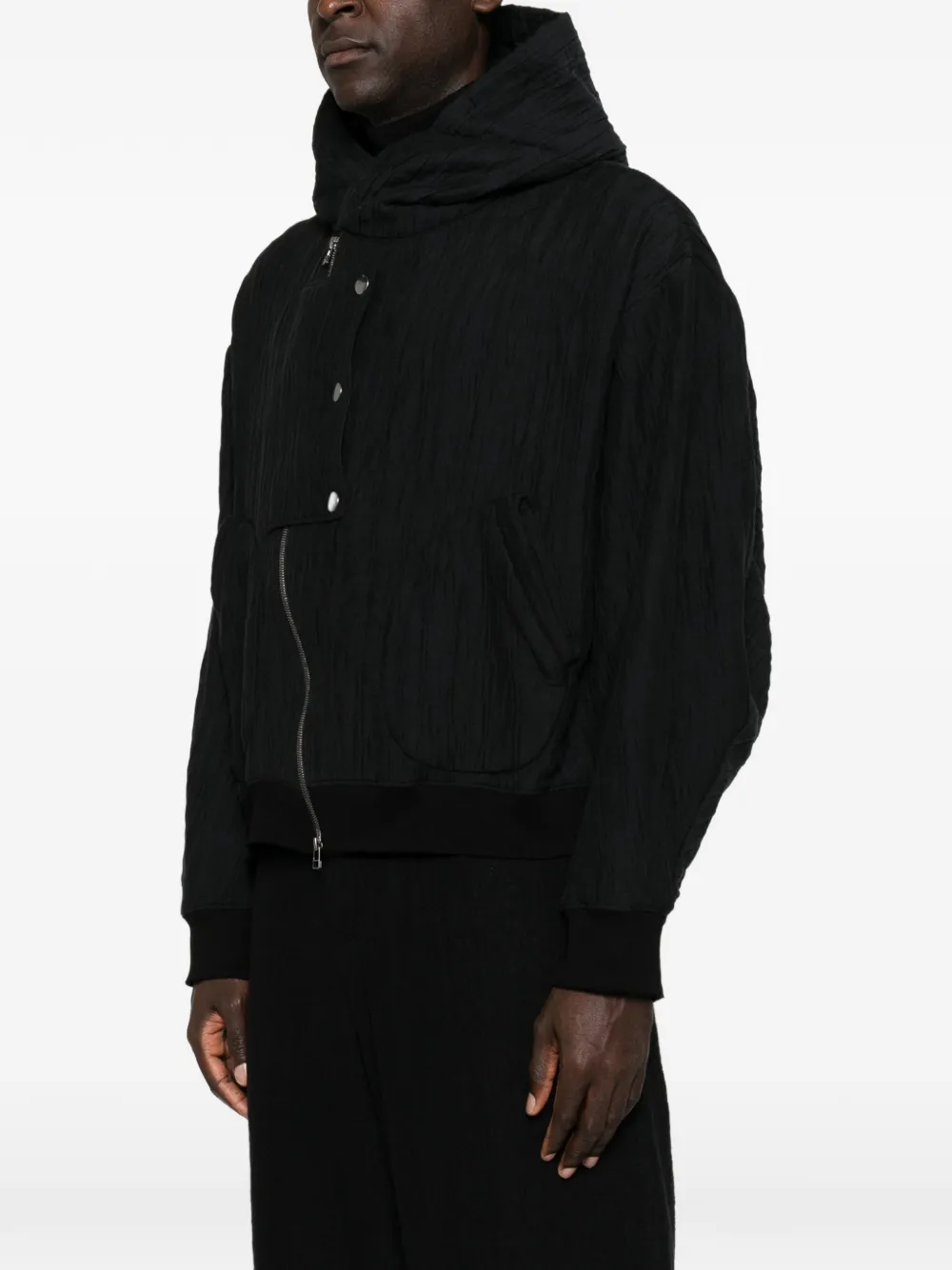 Individual Sentiments crinkled-finish hooded jacket Zwart