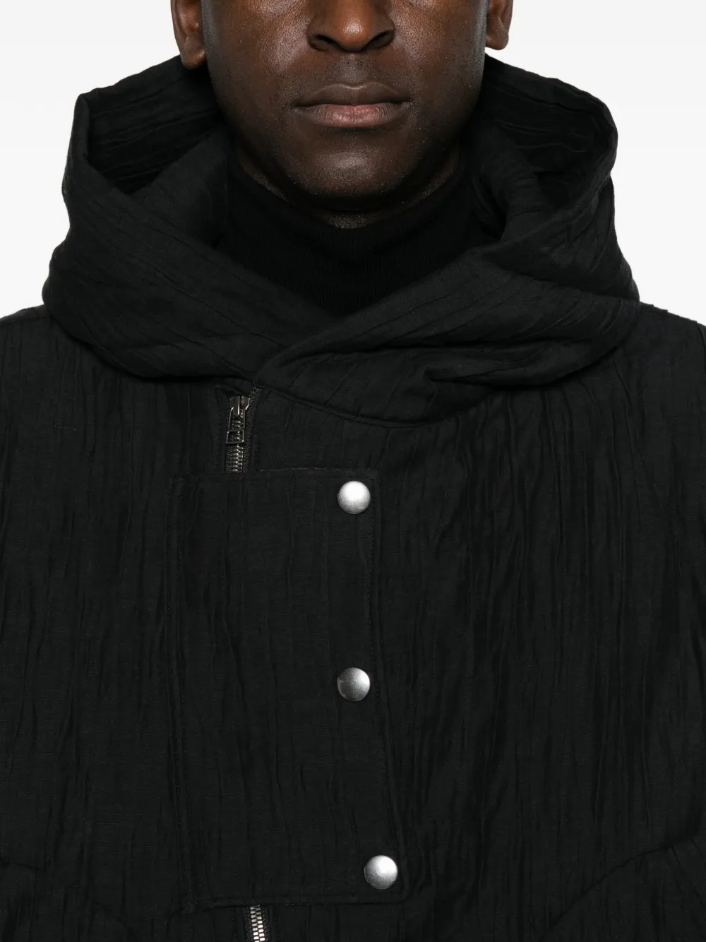 Individual Sentiments crinkled-finish hooded jacket Zwart