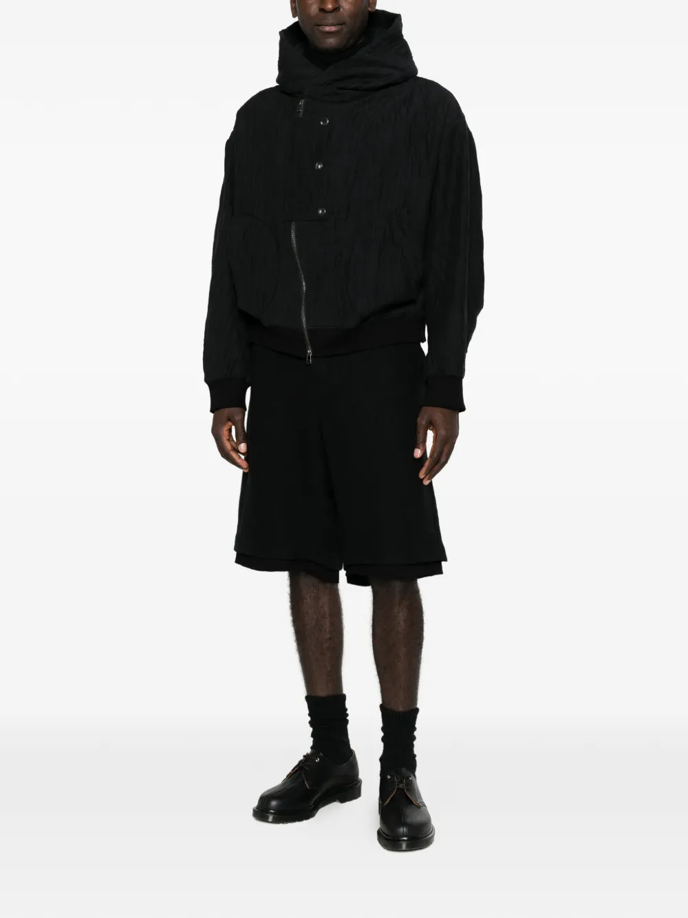 Individual Sentiments crinkled-finish hooded jacket Zwart