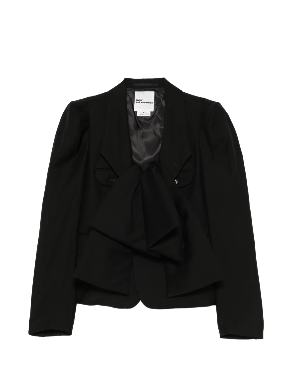 Noir Kei Ninomiya blazer à col à revers crantés et détail de nœud Noir Kei Ninomiya blazer à col à revers crantés et détail de nœud