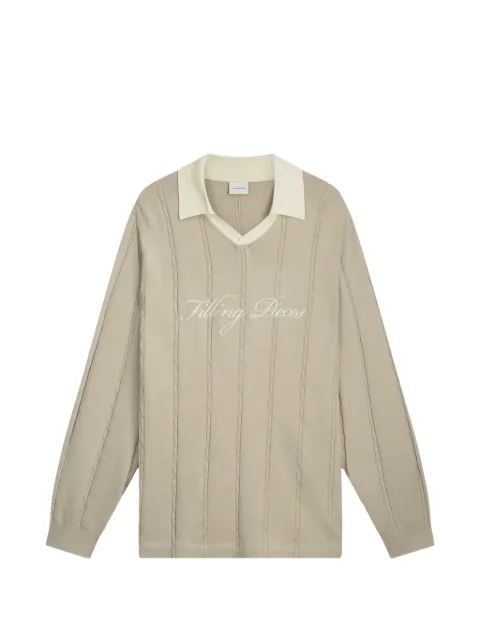Filling Pieces cable-knit embroidered polo shirt