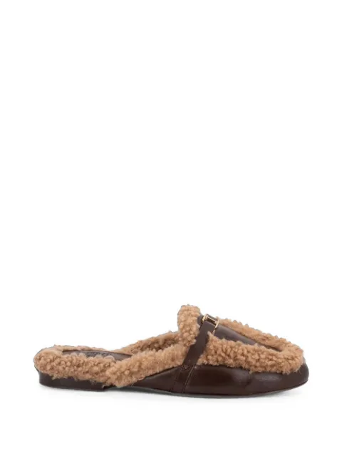 TORAL SHOES shearling-trim leather slippers