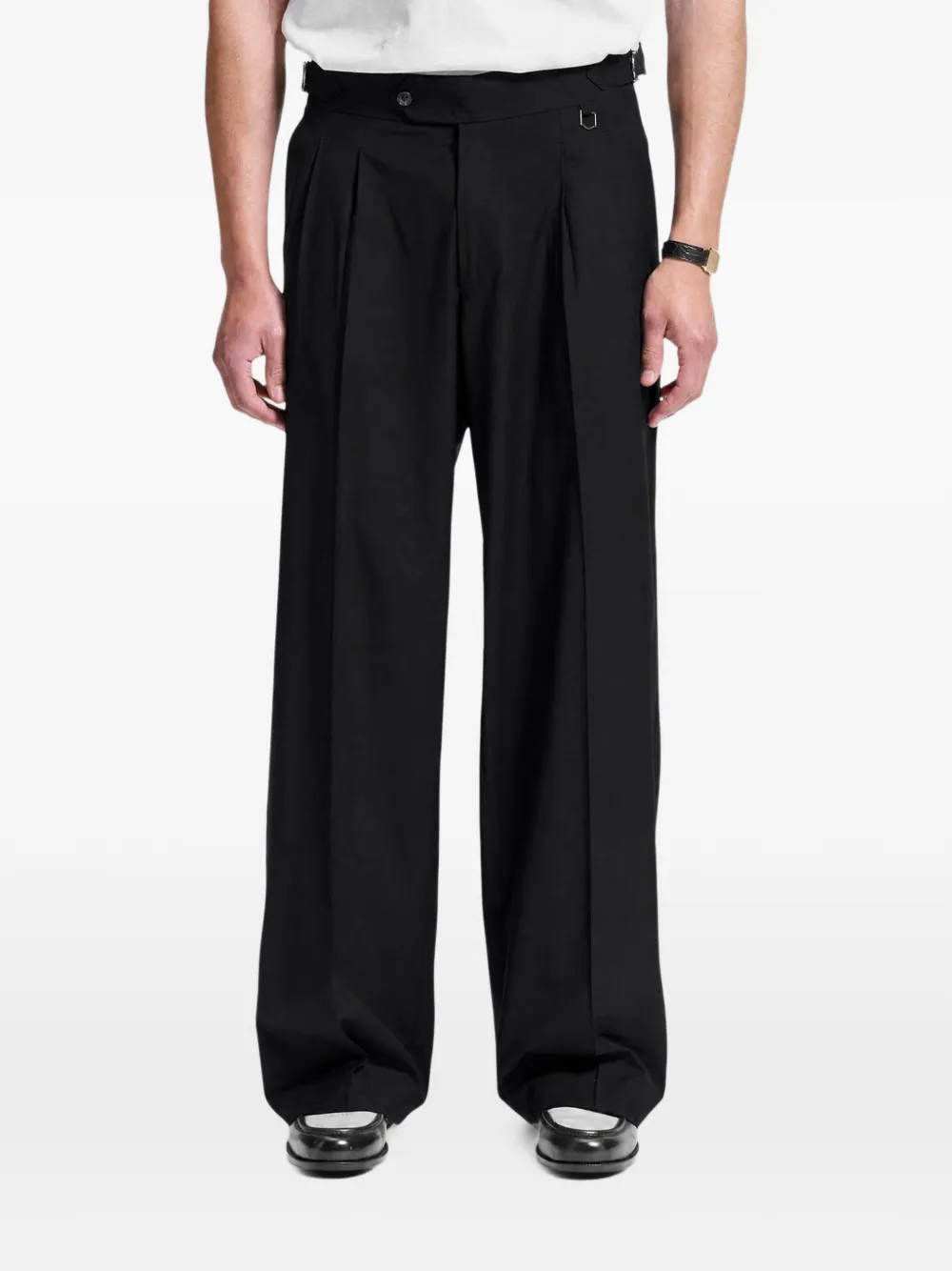 RETERNITY pleated tailored baggy-fit trousers | Black | Image 1