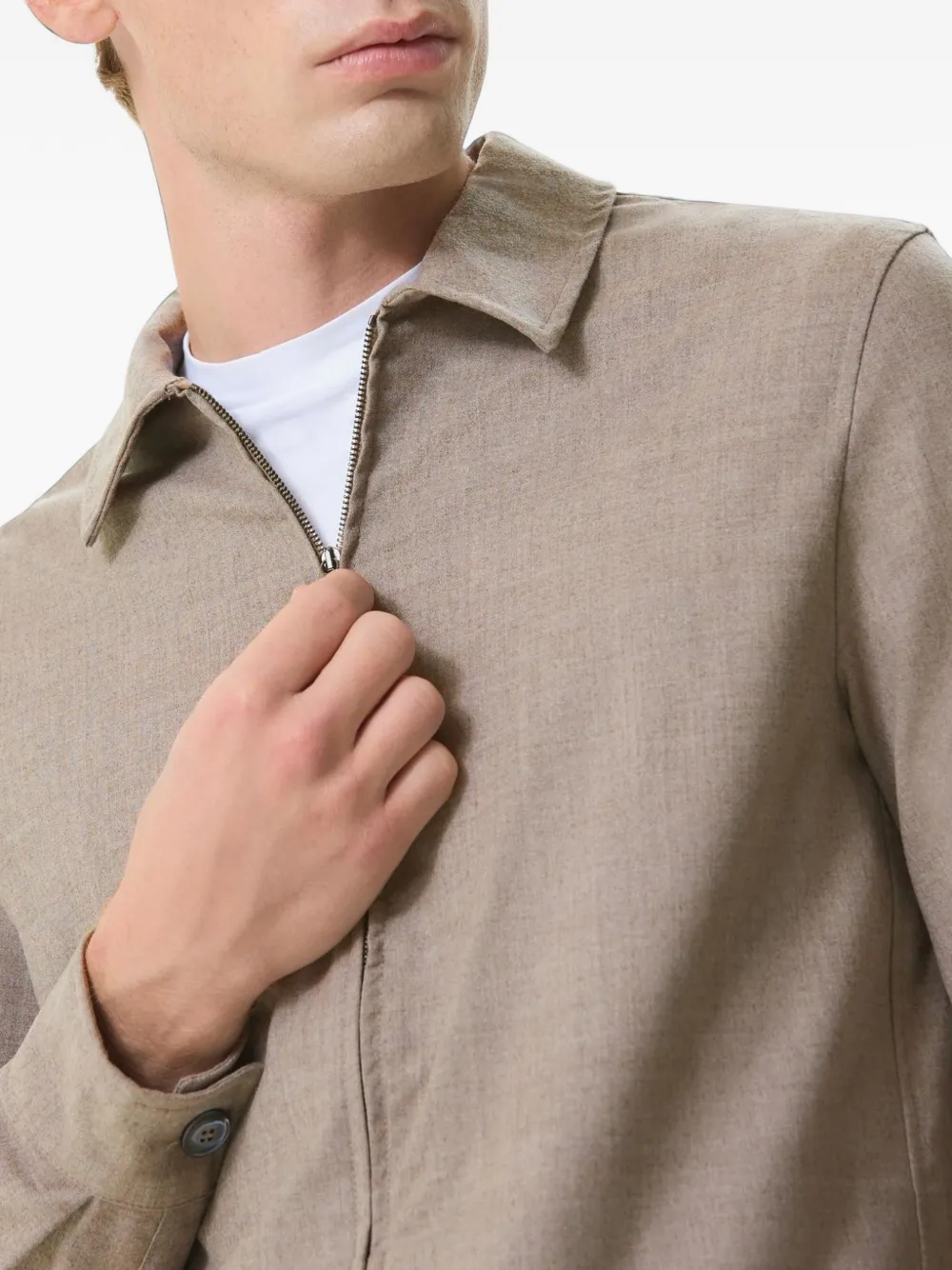 Valenza Shirtjack met lange mouwen en rits Beige