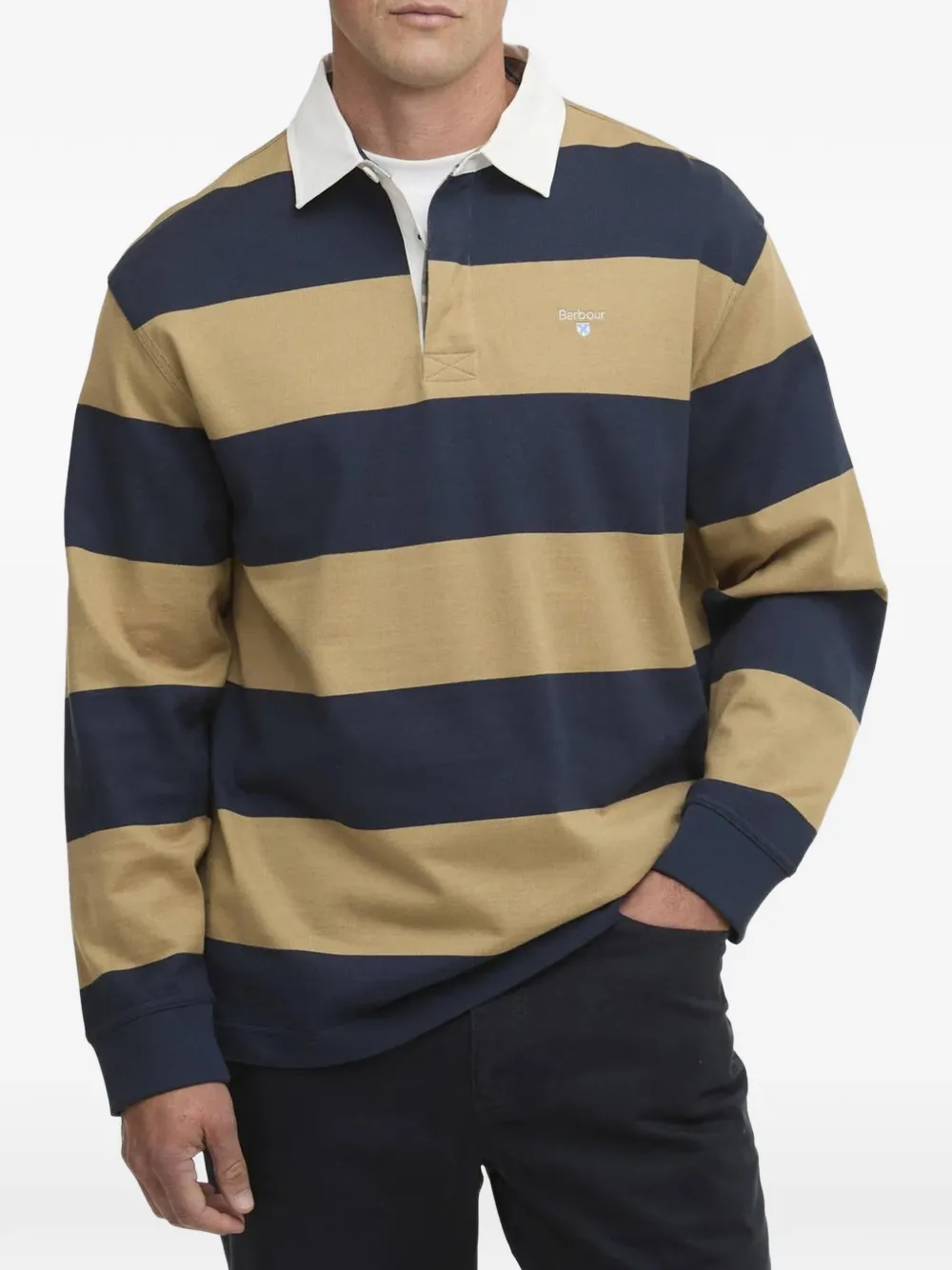 Barbour Broome striped rugby polo shirt Geel