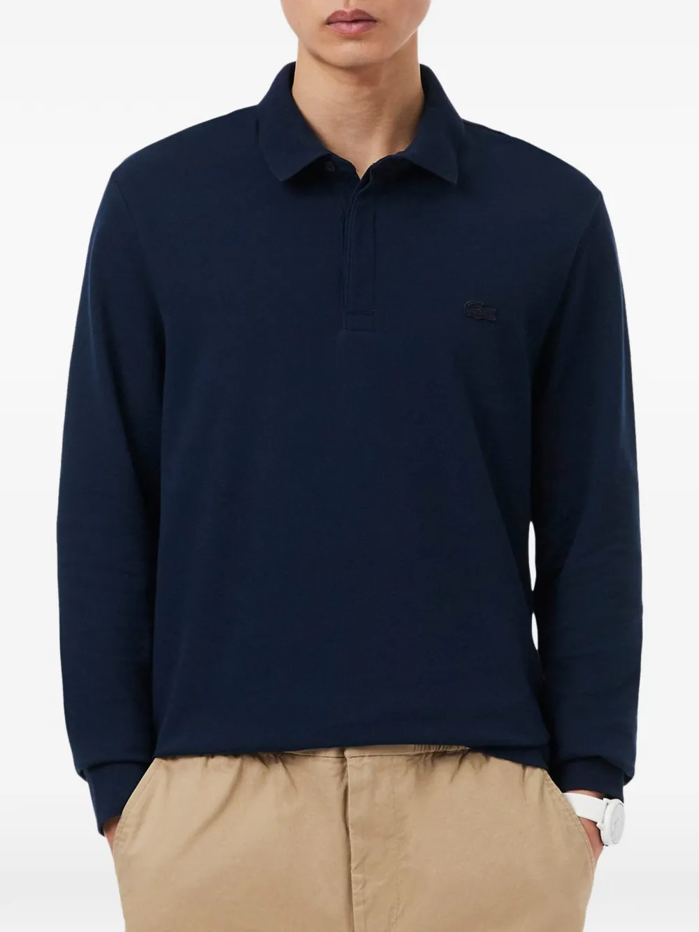 Lacoste Paris stretch piqué poloshirt met regular-fit Blauw
