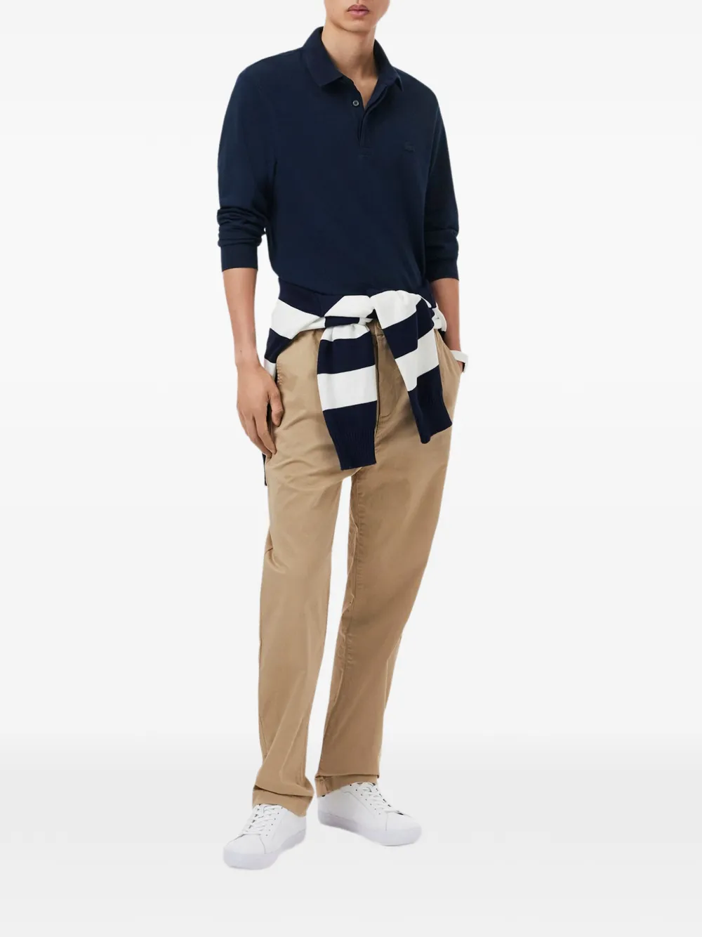 Lacoste Paris stretch piqué poloshirt met regular-fit Blauw