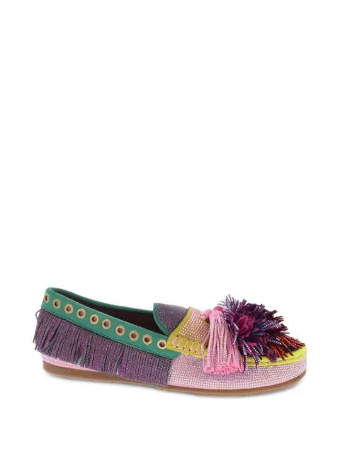 Kurt Geiger London 225-pom-pom fringed slippers