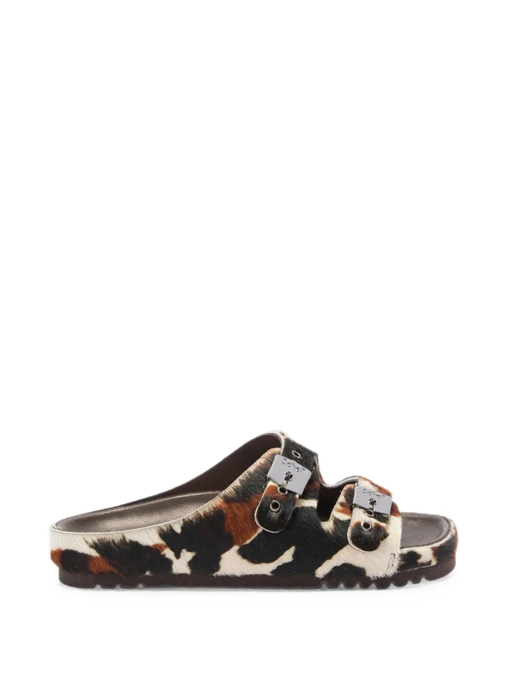 Scholl Cow-print Buckle-fastening Flat Sandals In Multi