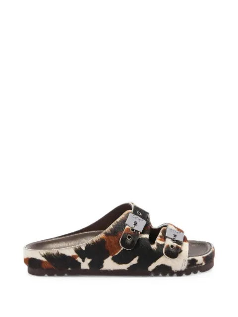 Scholl cow-print buckle-fastening flat sandals