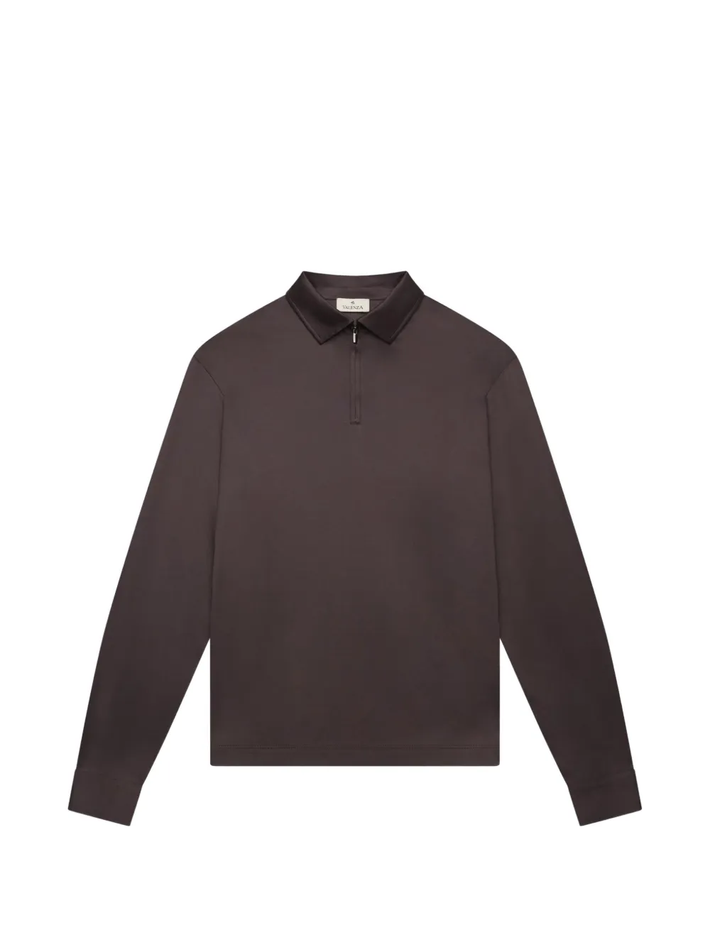 Valenza Supima zip-collar long-sleeve polo shirt