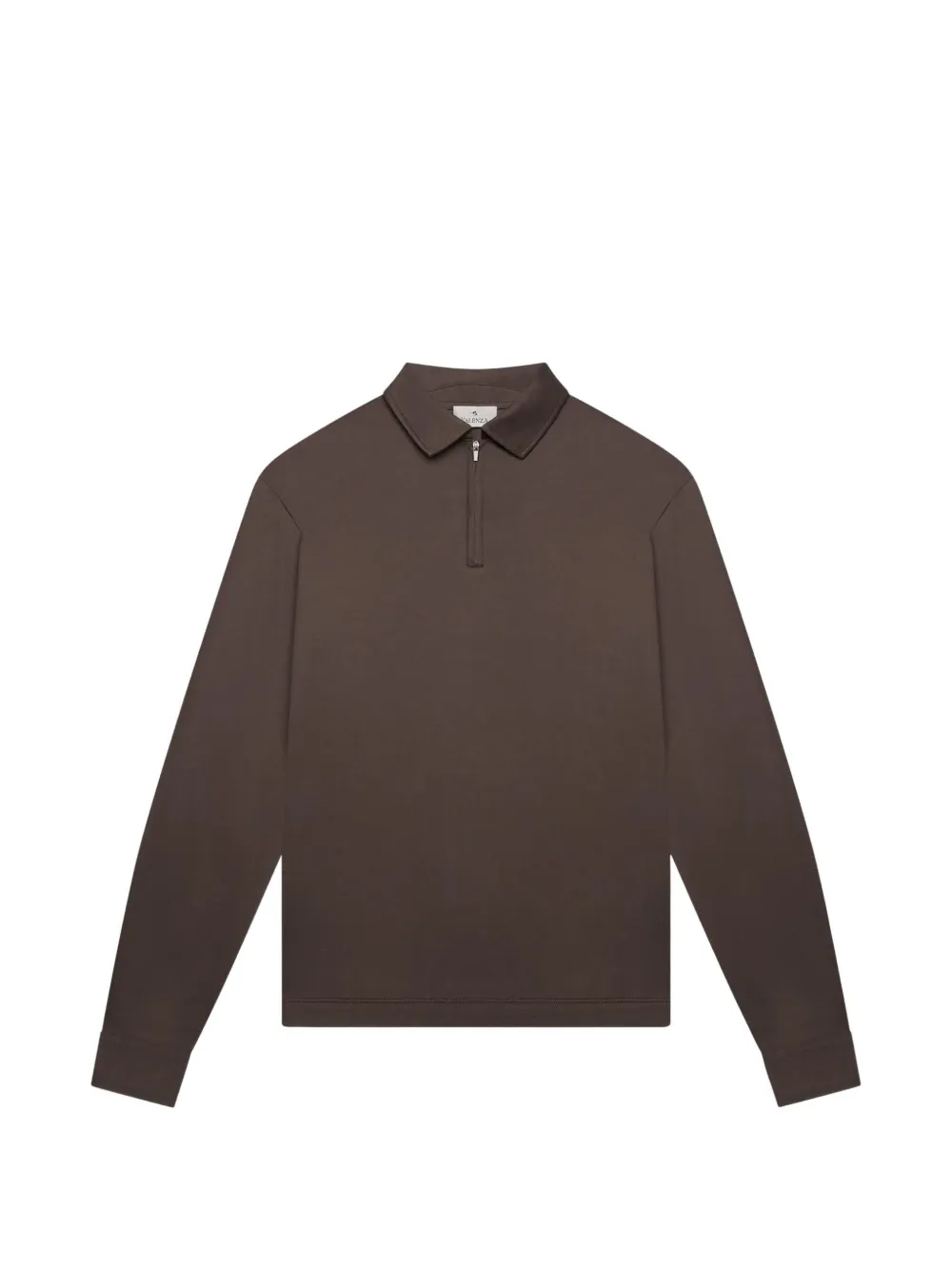 Valenza Supima zip-collar long-sleeve polo shirt