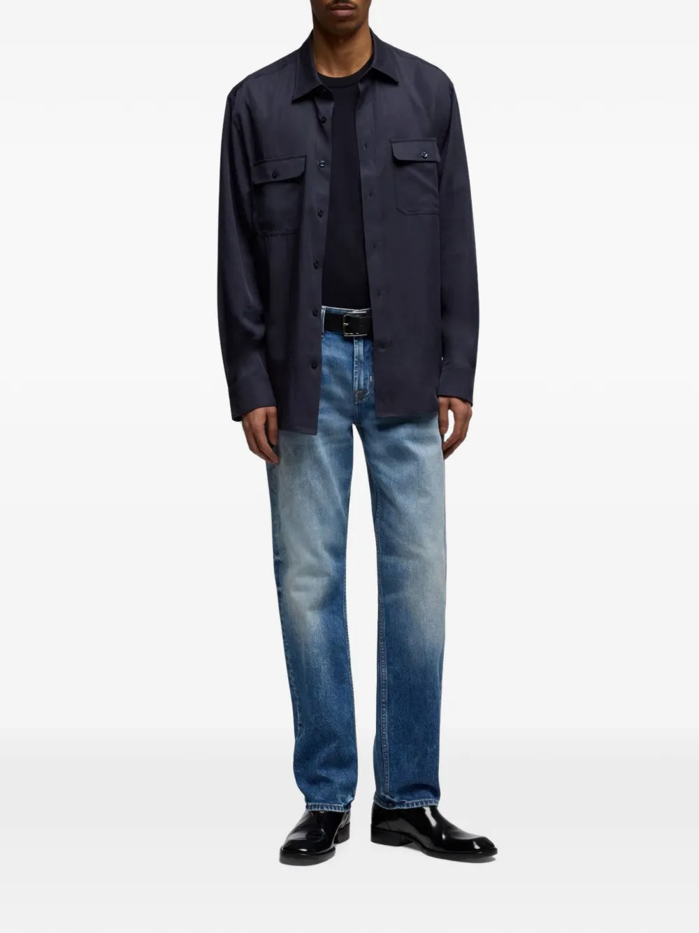 7 For All Mankind The Straight Porch jeans met logo-patch Blauw