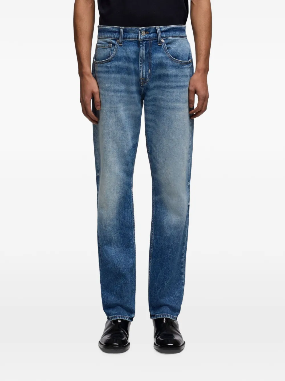 7 For All Mankind The Straight Porch jeans met logo-patch Blauw