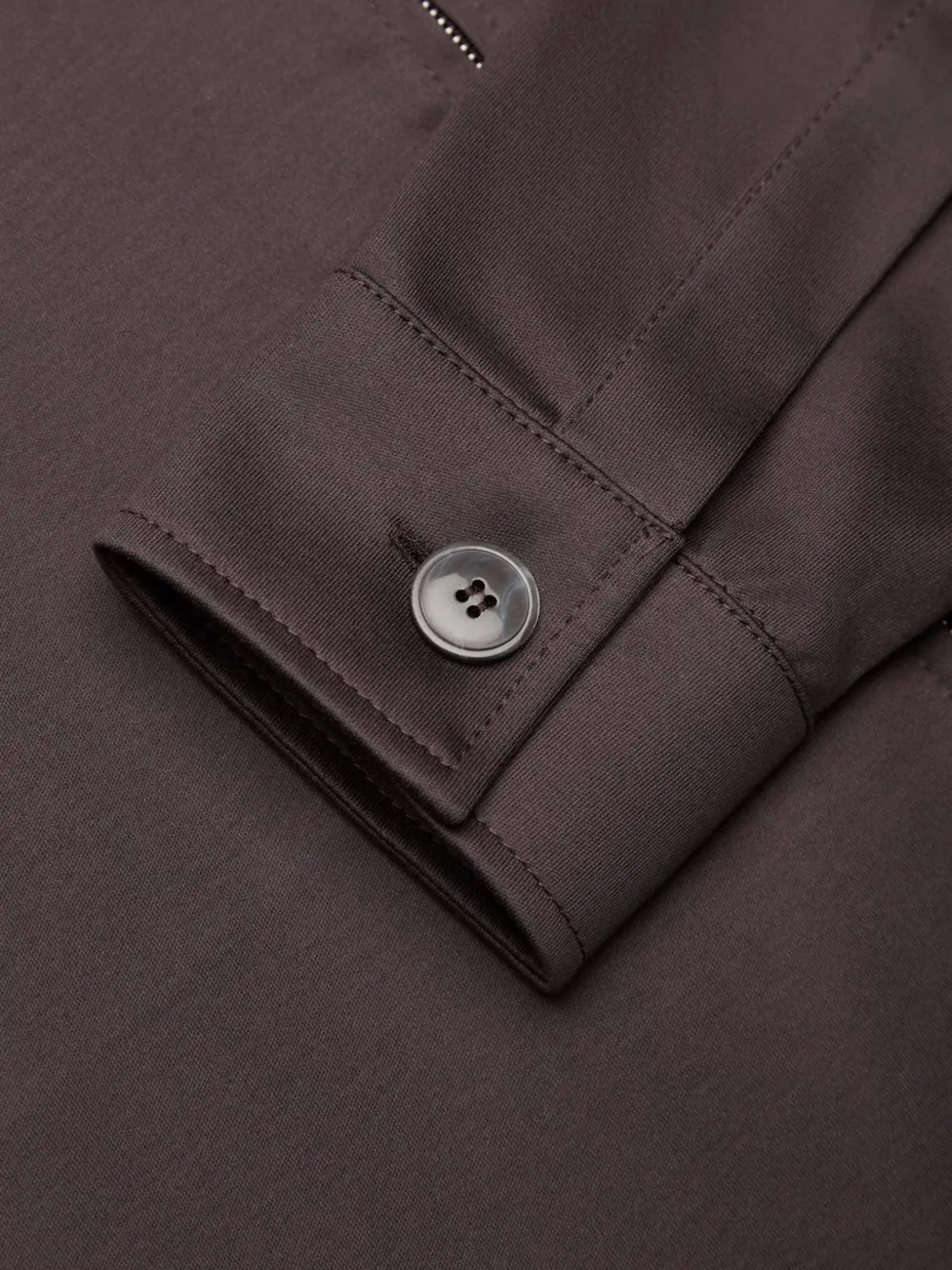Valenza Supima katoenen shirtjack met rits Bruin