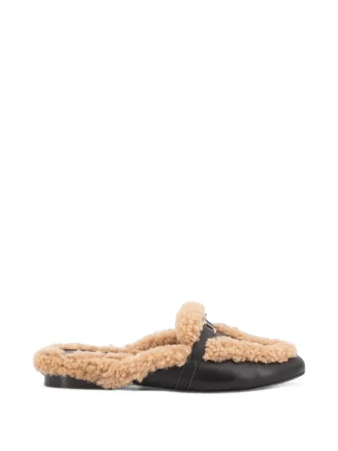 TORAL SHOES Daphne shearling-trim leather slippers
