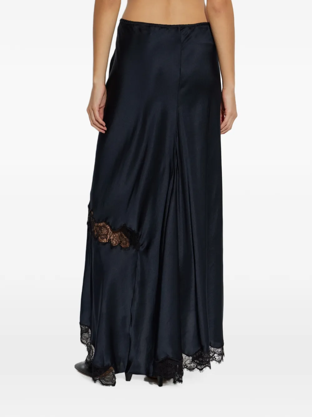 ISABEL MARANT Alexandra rok van zijdesatijn met kanten detail Blauw