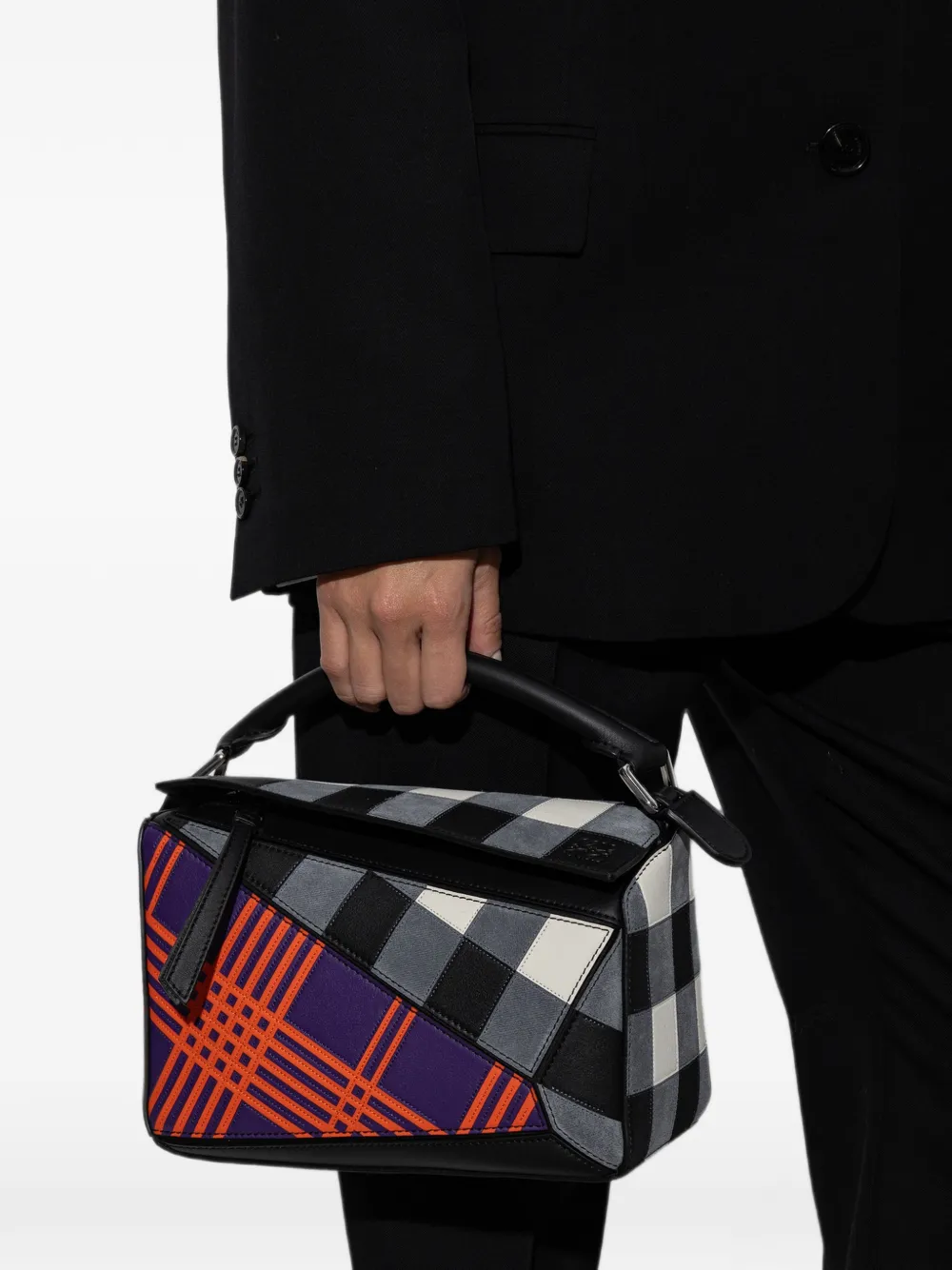 LOEWE x Cosima von Bonin small Puzzle leather tote bag Zwart