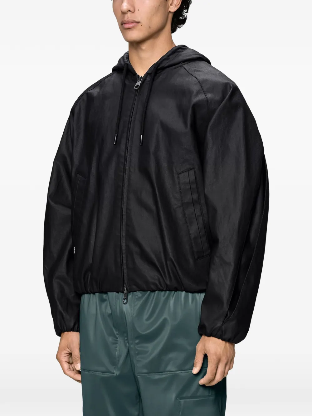 Rains hooded raglan-sleeve jacket Zwart