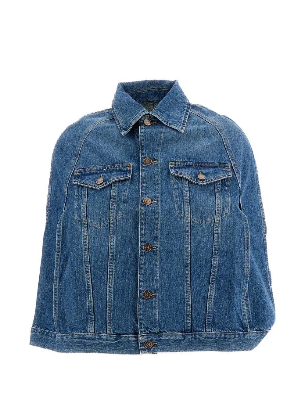 7 For All Mankind Midtown denim cape-style jacket - Bleu 7 For All Mankind Midtown denim cape-style jacket - Bleu