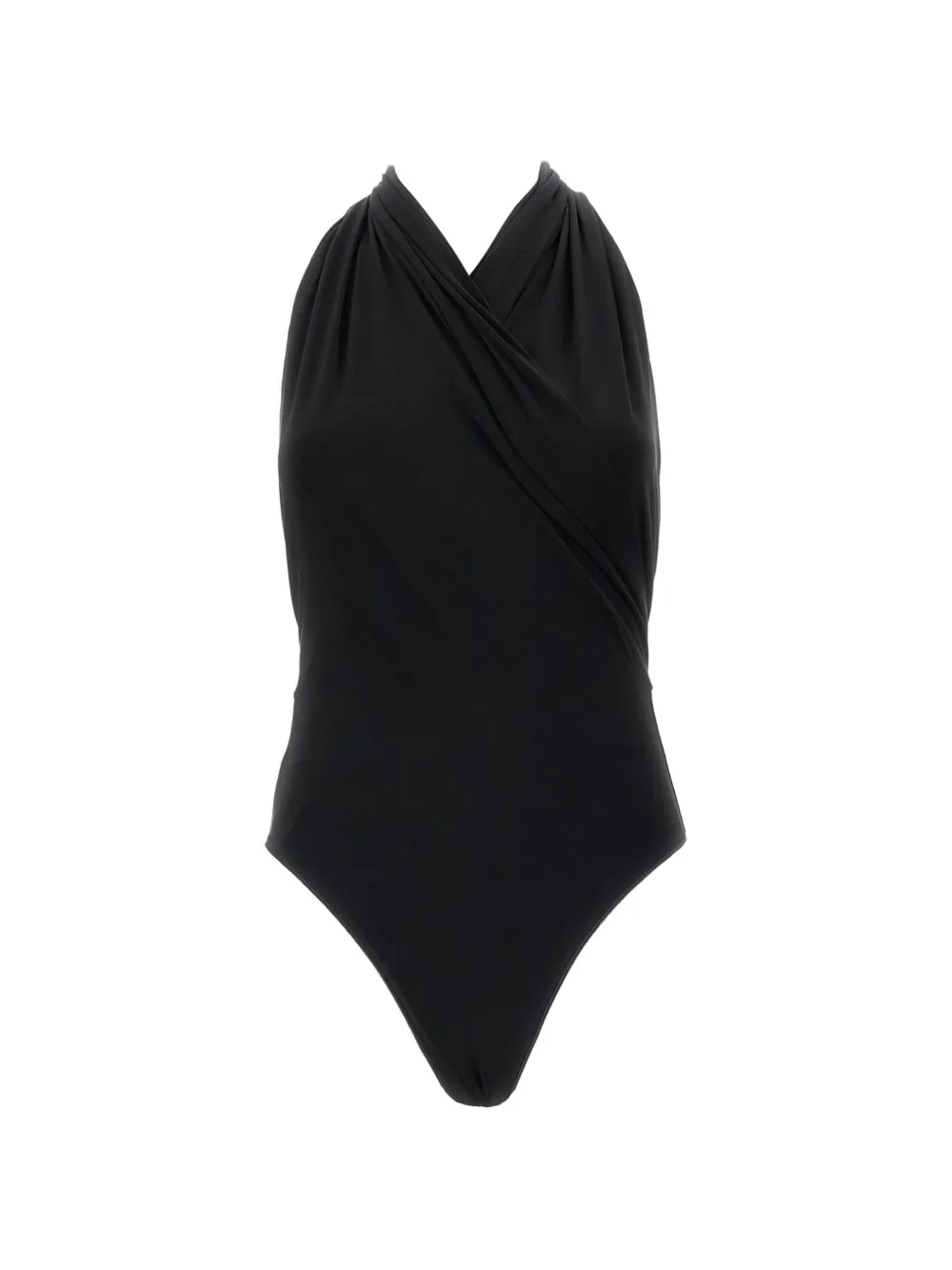 THE ANDAMANE Vina draped halterneck bodysuit - Nero