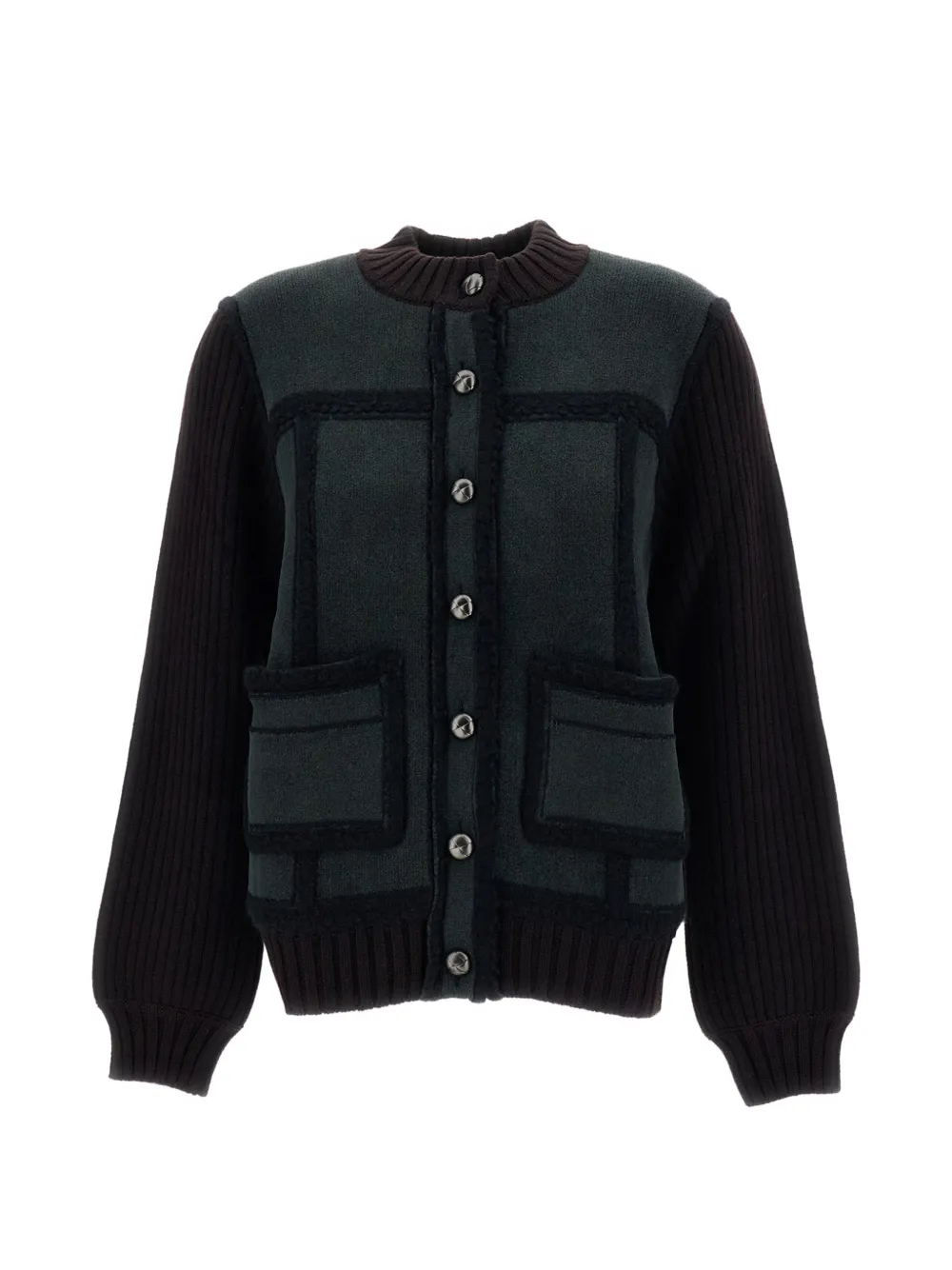 Barrie Colour-block Cardigan In Black