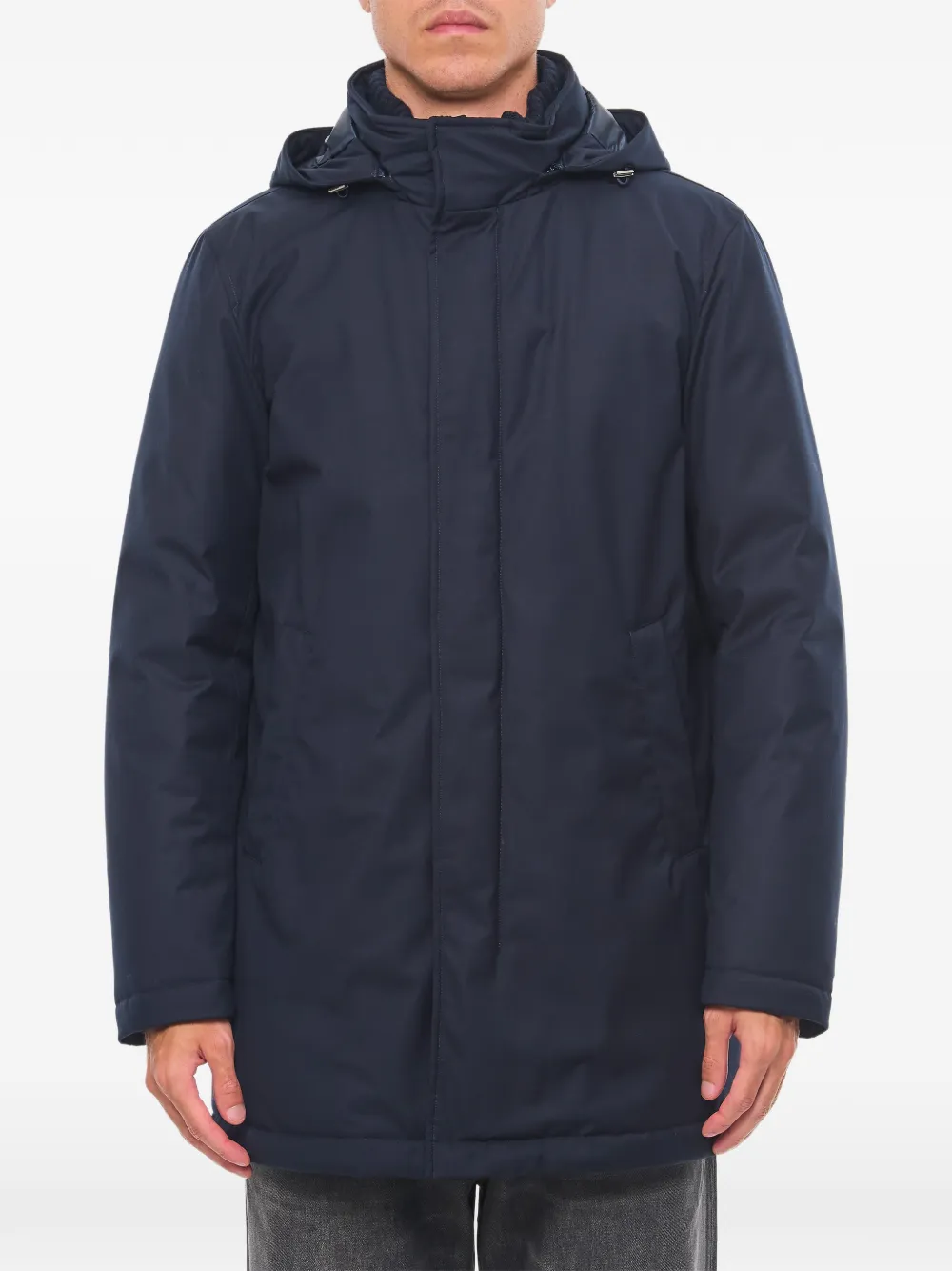 Herno hooded concealed-zip coat