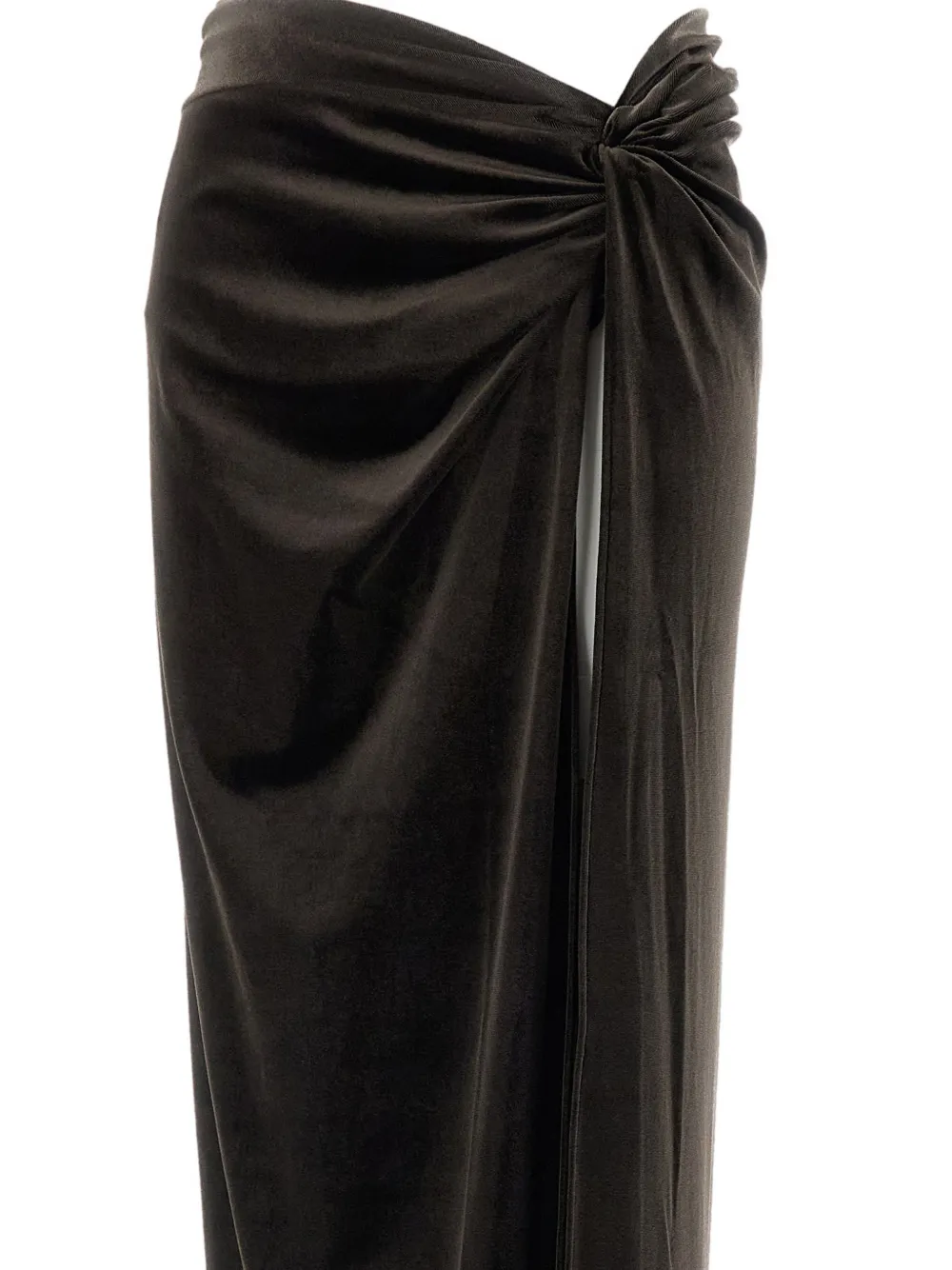 THE ANDAMANE Zohra twist-detail front-slit skirt Bruin