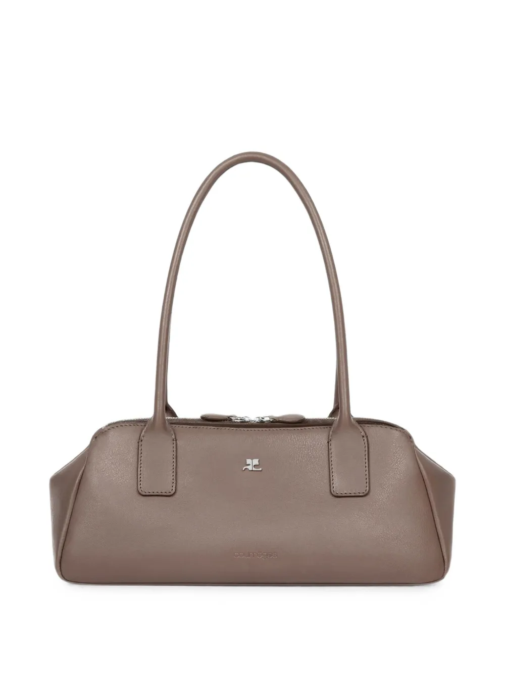 Courrèges Strip leren shopper met logo-plakkaat Grijs