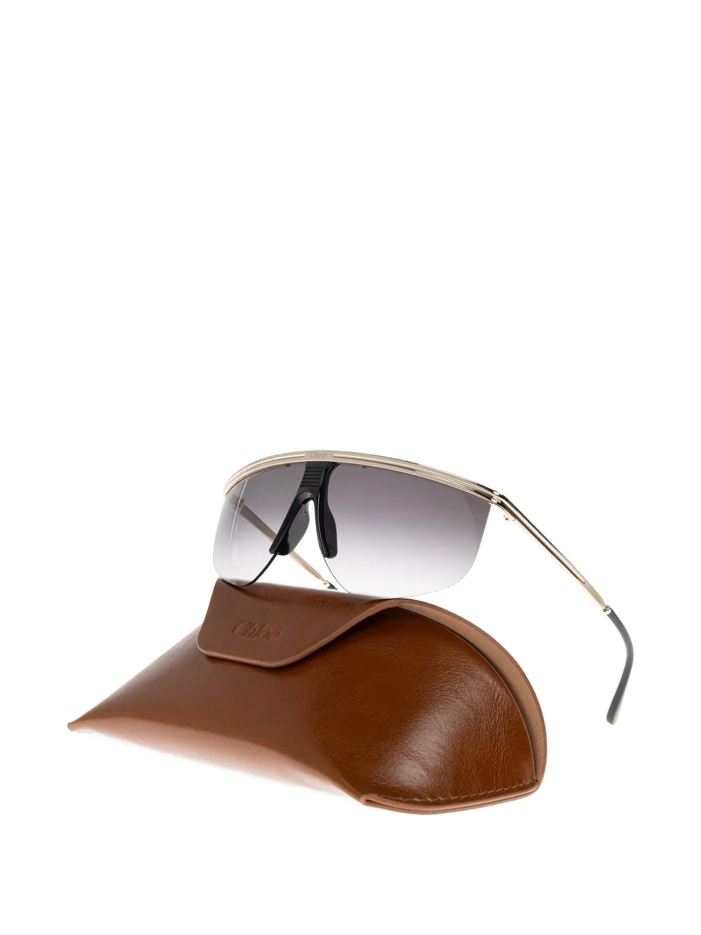 Chloé Eyewear Active zonnebril met randloos geometrisch montuur Goud