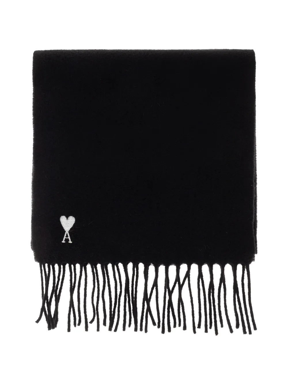 AMI Paris black wool scarf with Ami de Coeur