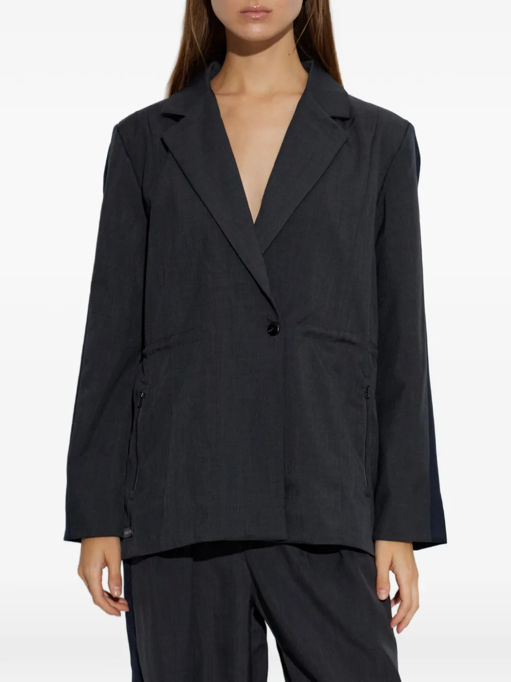 Rethinkit Studios Open-lapel Blazer In Gray