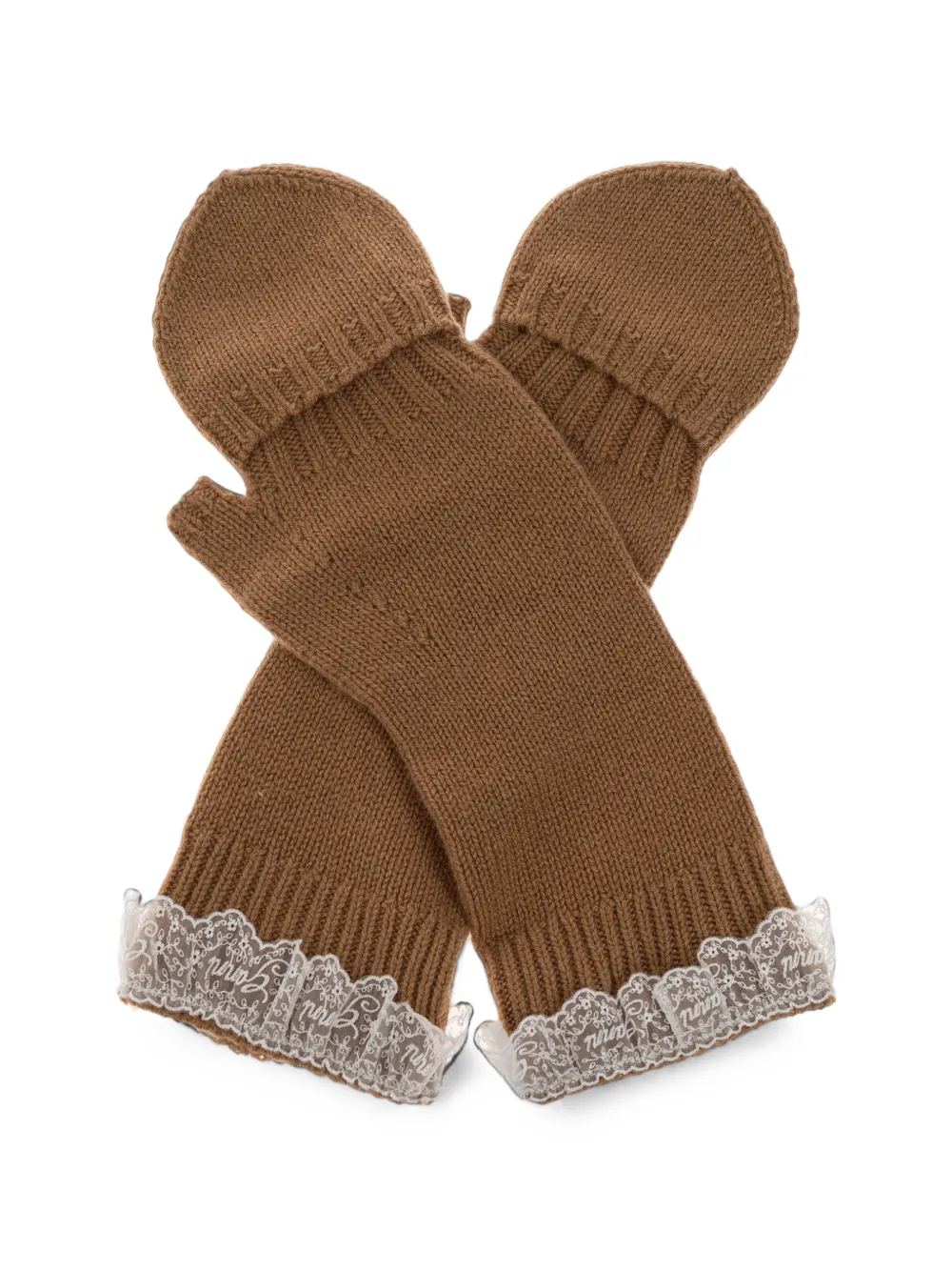 GANNI lace-trim gloves