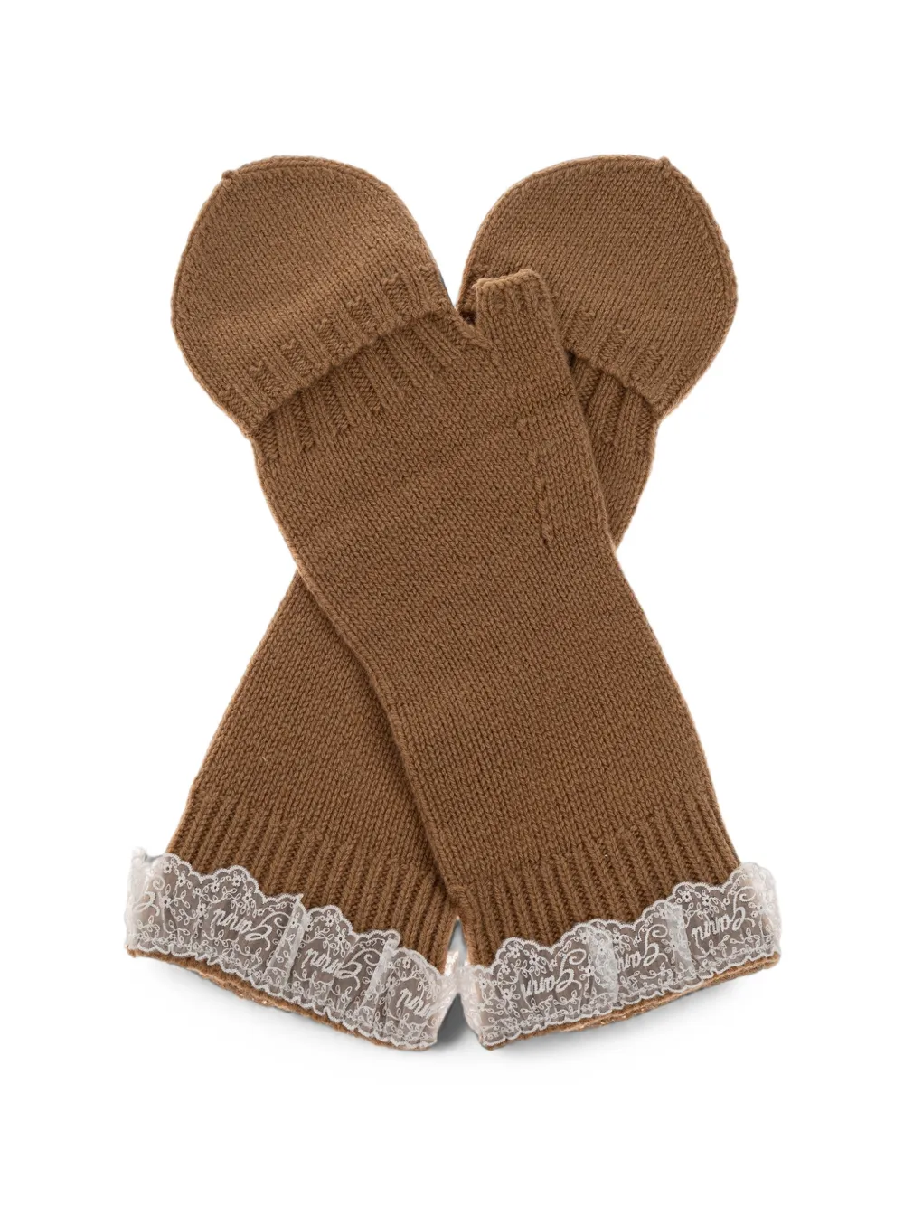 GANNI Handschoenen met kanten afwerking Bruin