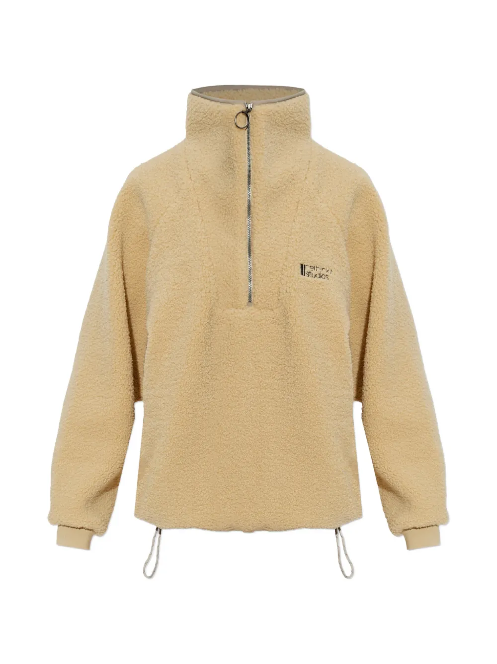 Rethinkit Studios Embroidered Logo Half-zip Sweatshirt In Brown