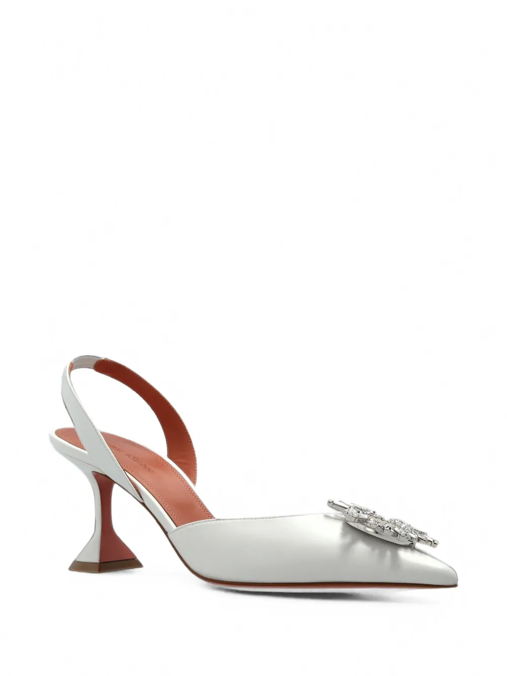 Amina Muaddi Begum crystal-embellished slingback pumps Wit