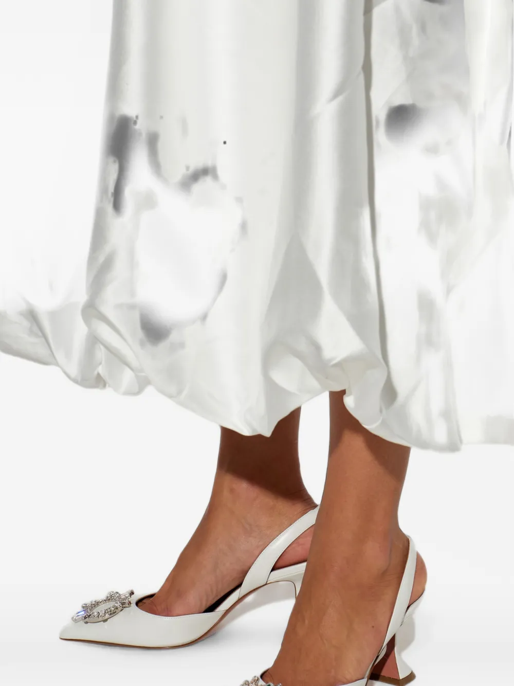 Amina Muaddi Begum crystal-embellished slingback pumps Wit