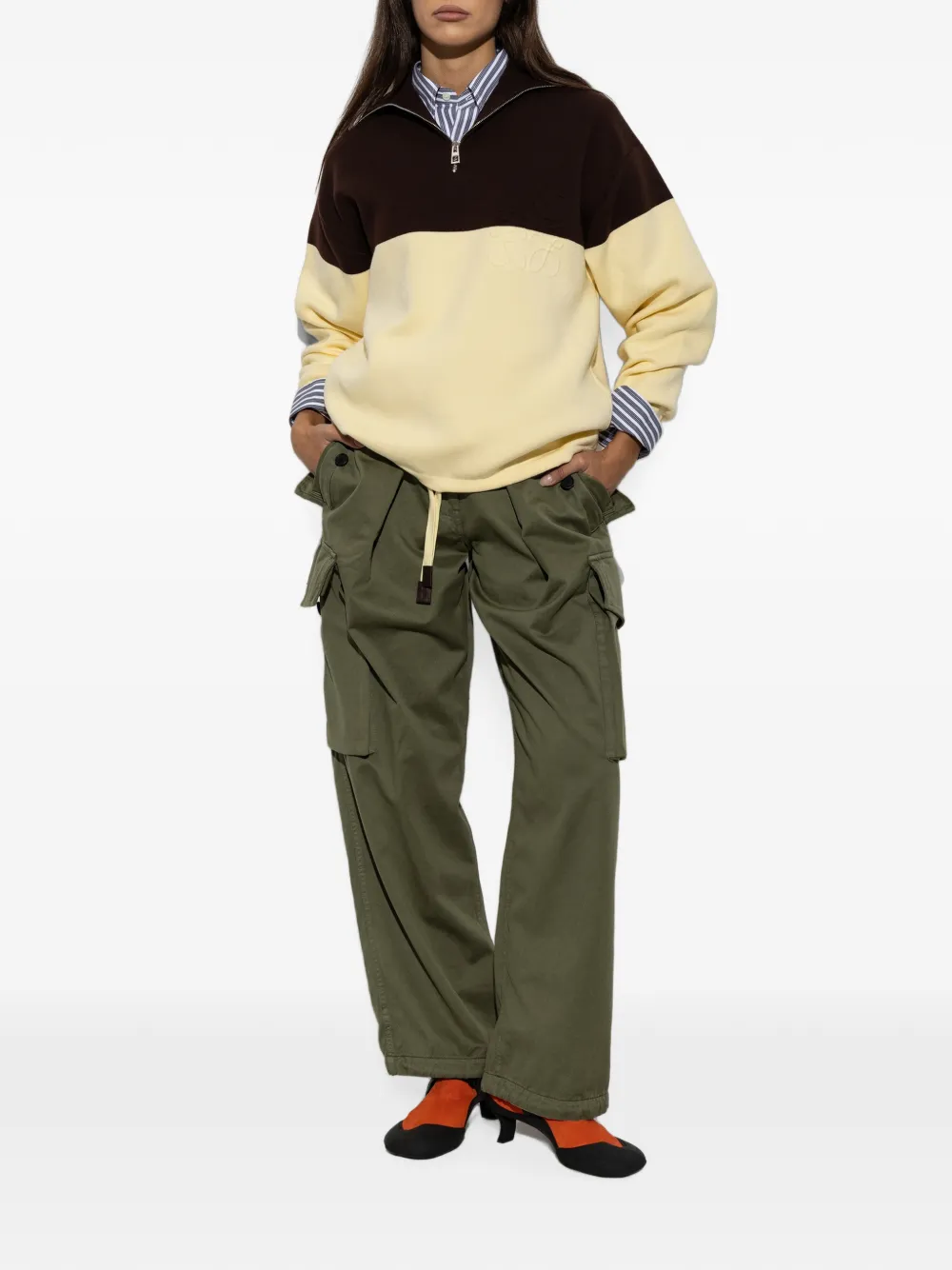 LOEWE belted straight-leg cargo pants Groen