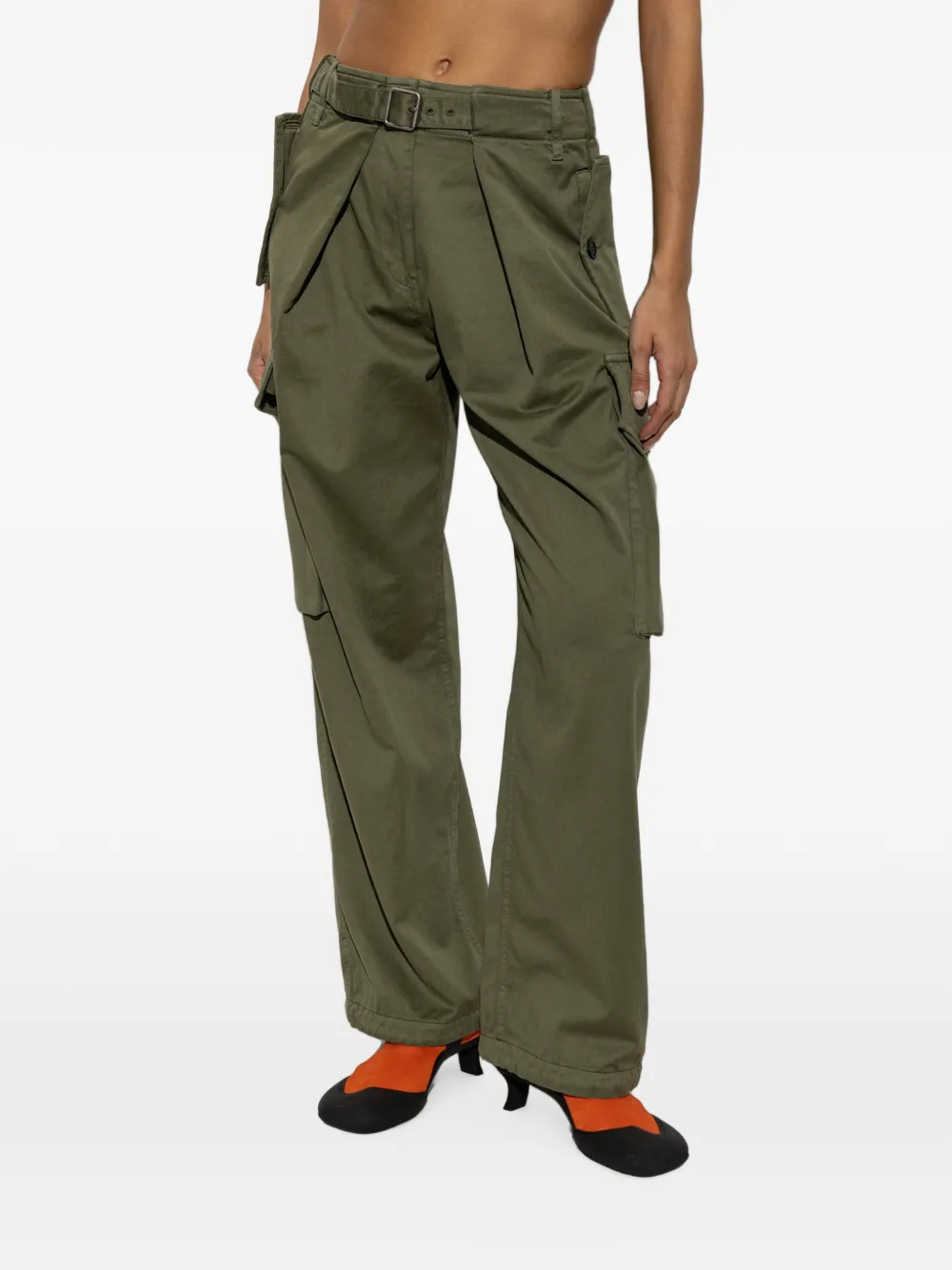LOEWE belted straight-leg cargo pants Groen