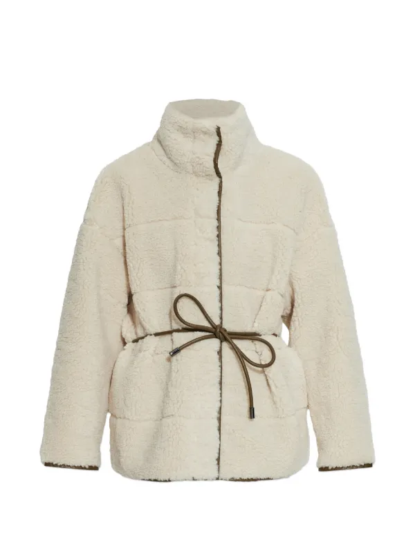 Bogner Kimberly Belted Faux-shearling Jacket in Neutrals