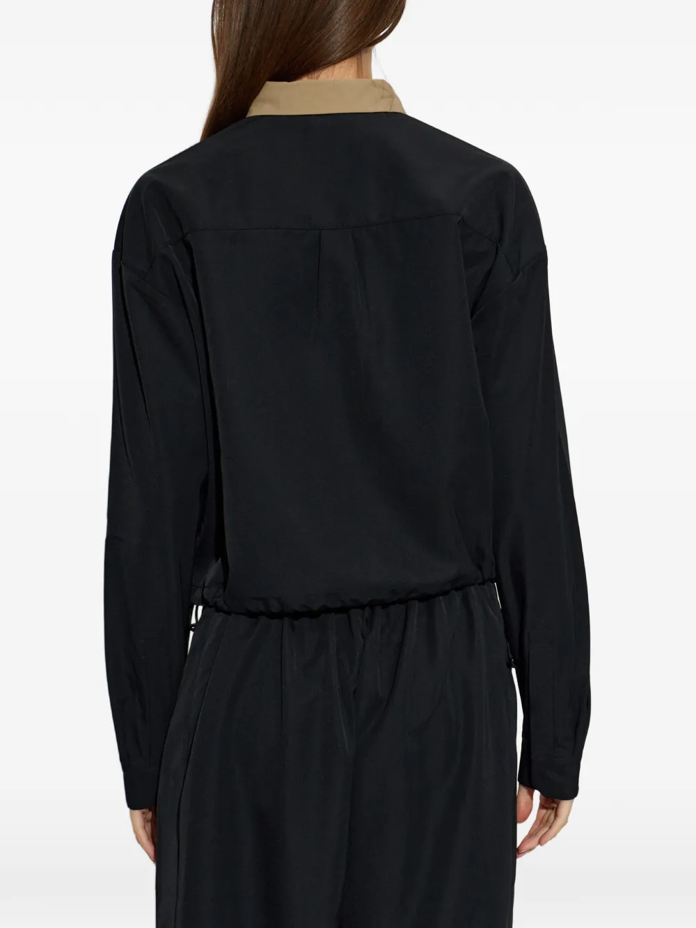 Rethinkit Studios Contrast-collar Drawstring T-shirt In Blue