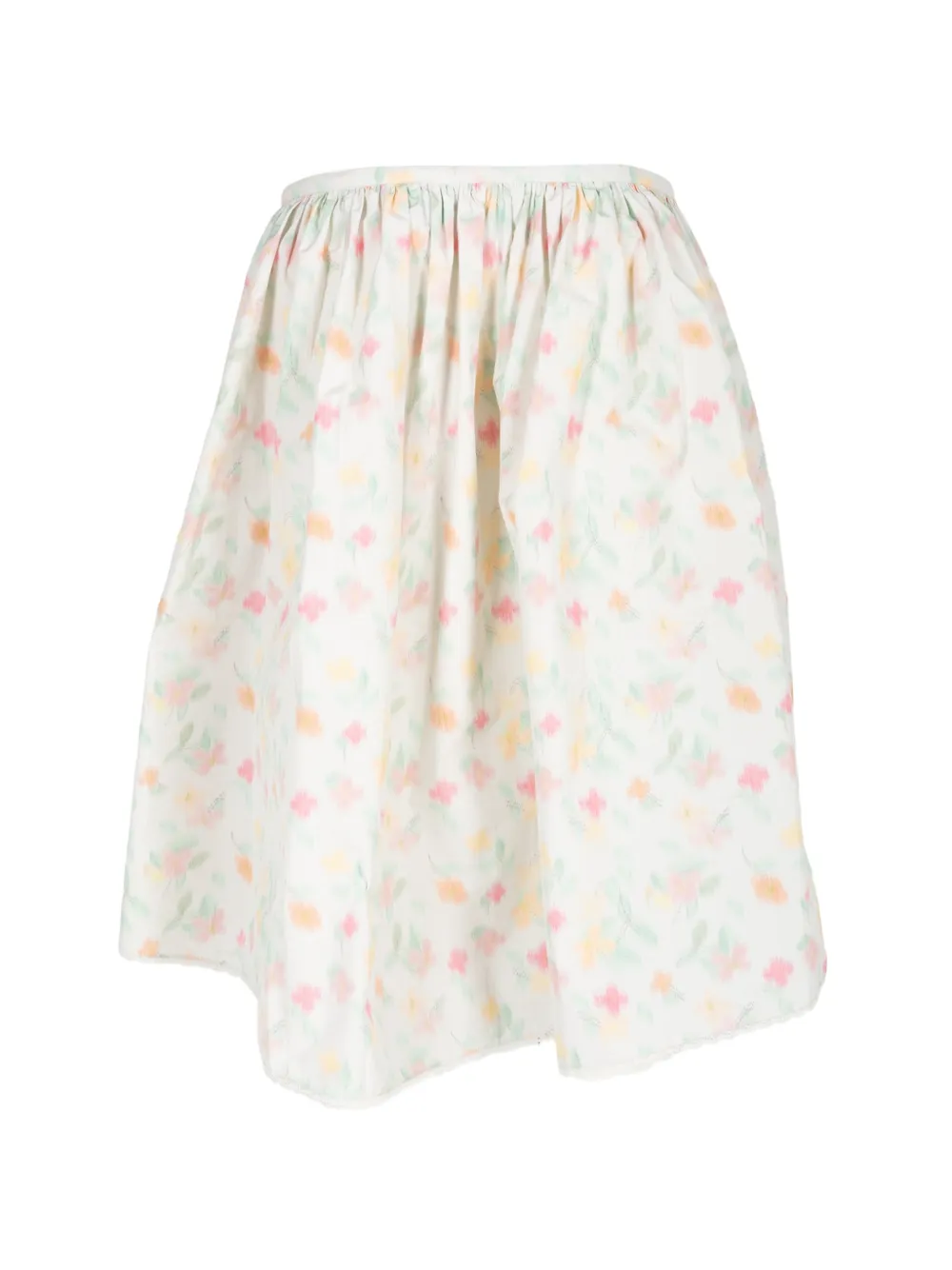 Bernadette Babydoll gesmockte mini-jurk met bloemen-print Wit